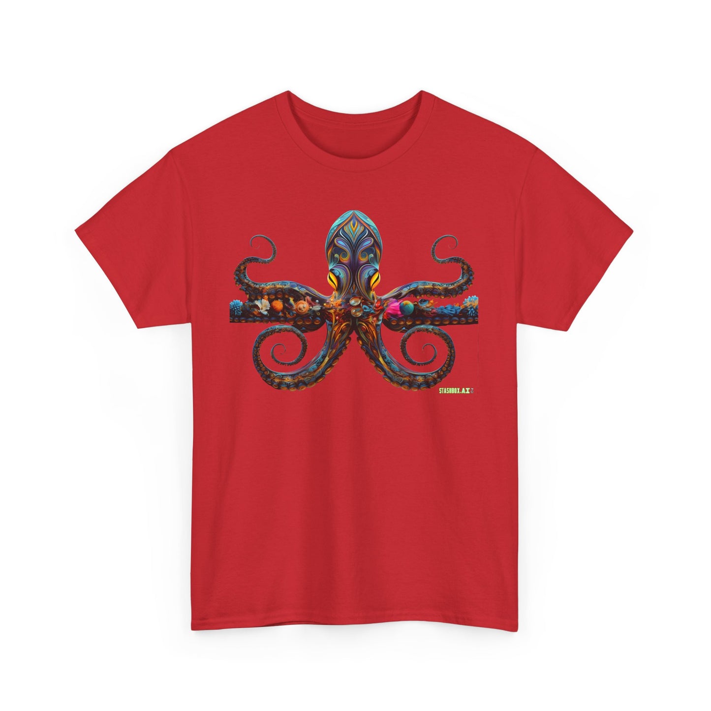 Unisex Heavy Cotton Tee Animal Squid Psychedelic 002