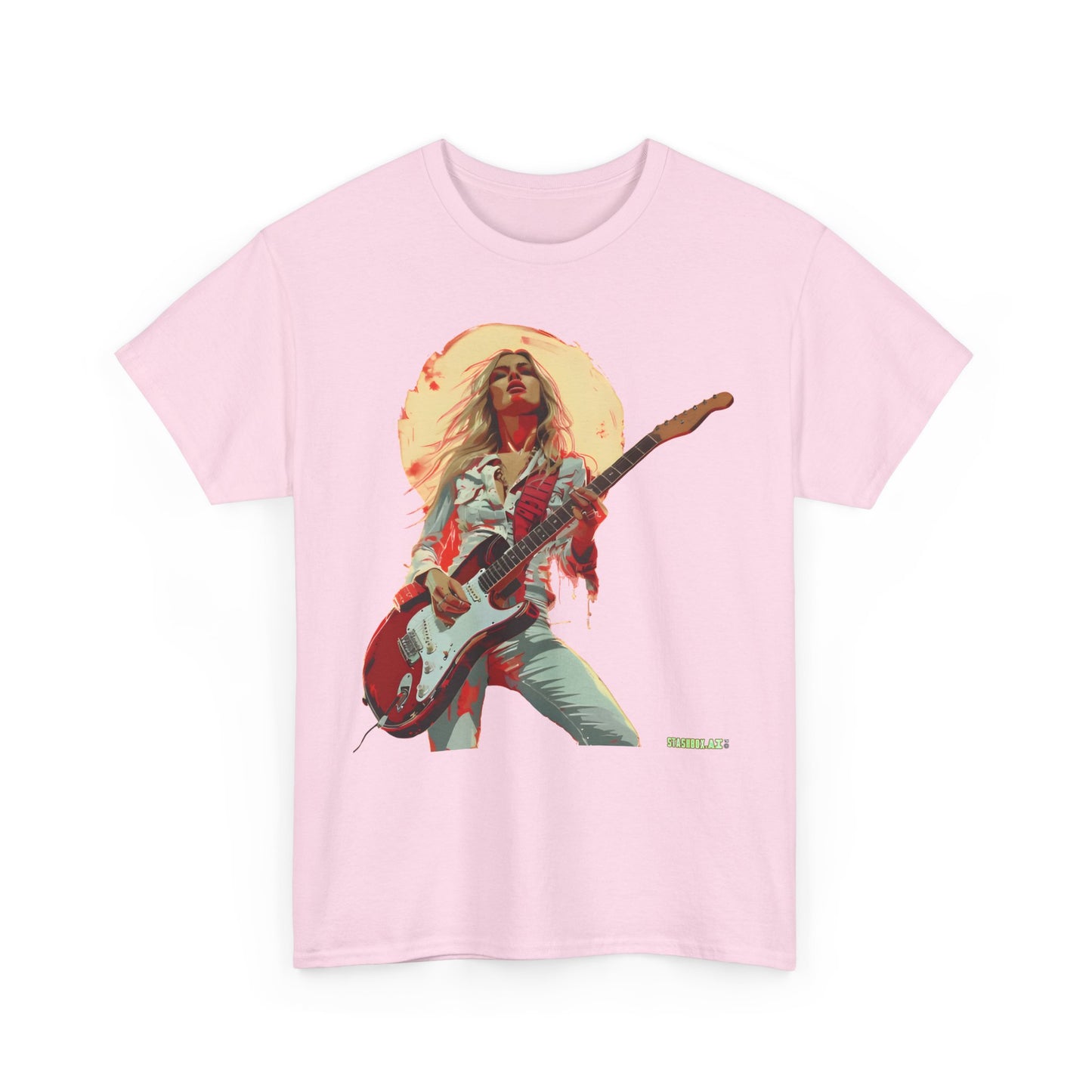 Unisex Heavy Cotton T-Shirt  Girl Guitarist Rocking 009