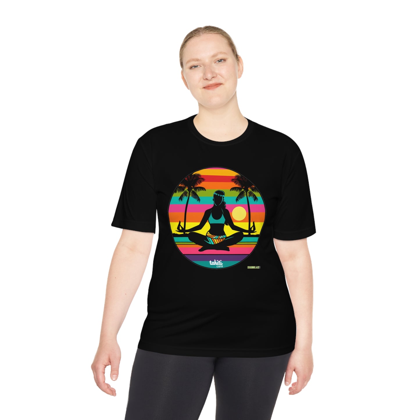 Unisex Moisture Wicking Tee Tahiti Cora Yoga Logo 004