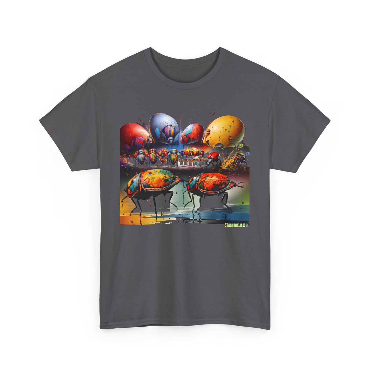 Unisex Adult Size Heavy Cotton Tee Colorful Bugs 002 T-Shirt