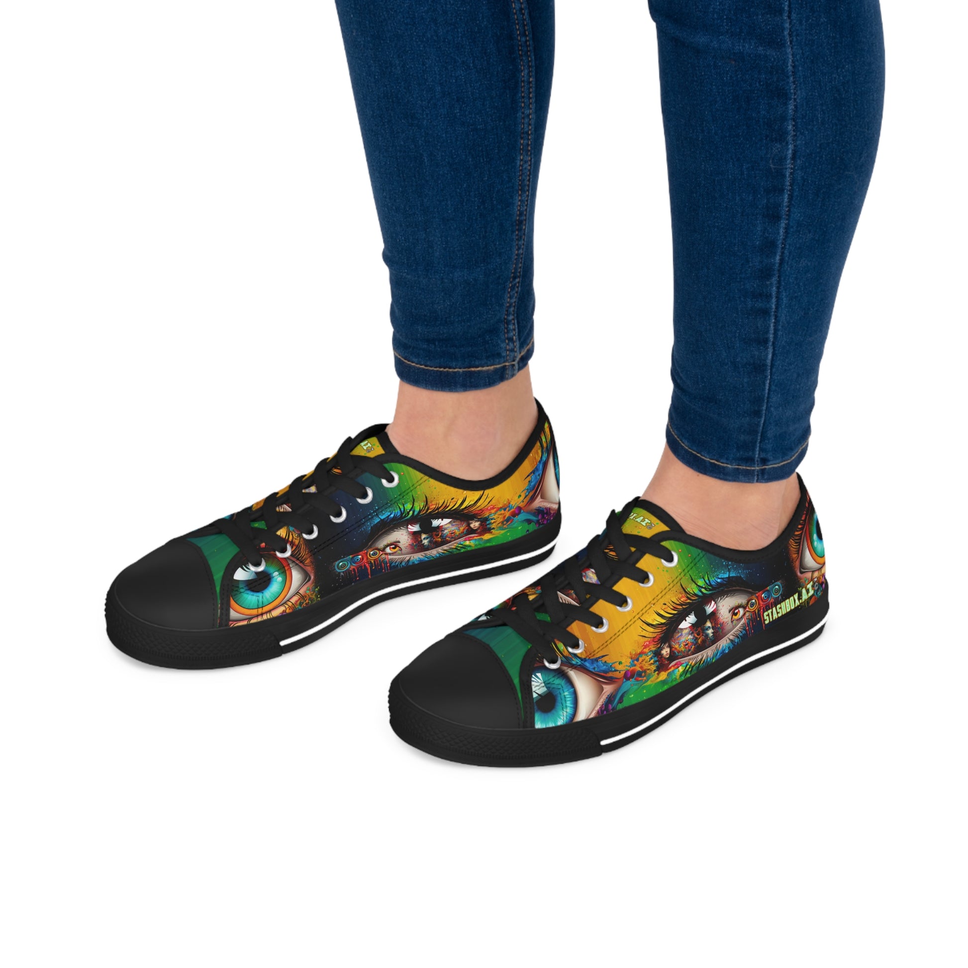 Unique Low Top Sneakers - Stashbox Psychedelic Design - #EyeCatchyShoes #FunkyFootwear #StashboxCreations