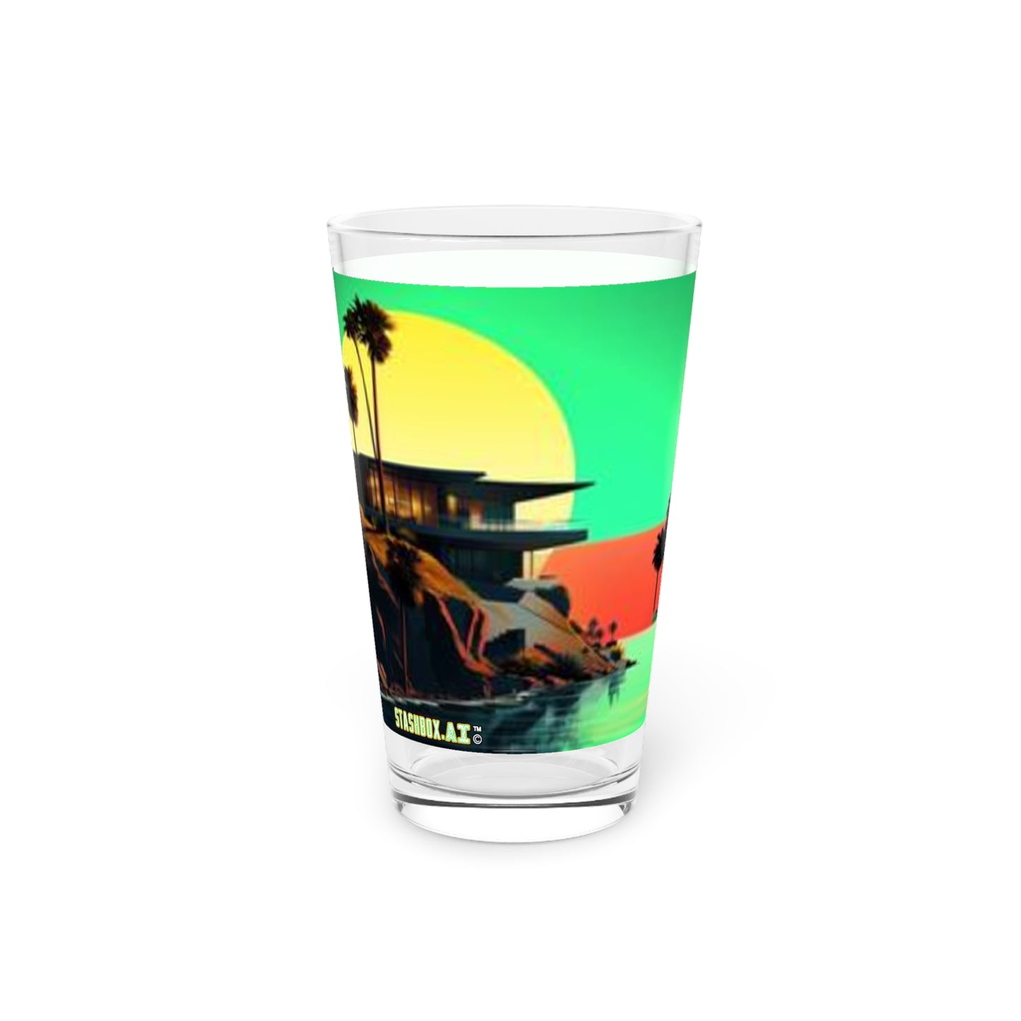 Pint Glass, 16oz Miami Inspired Architecture 004