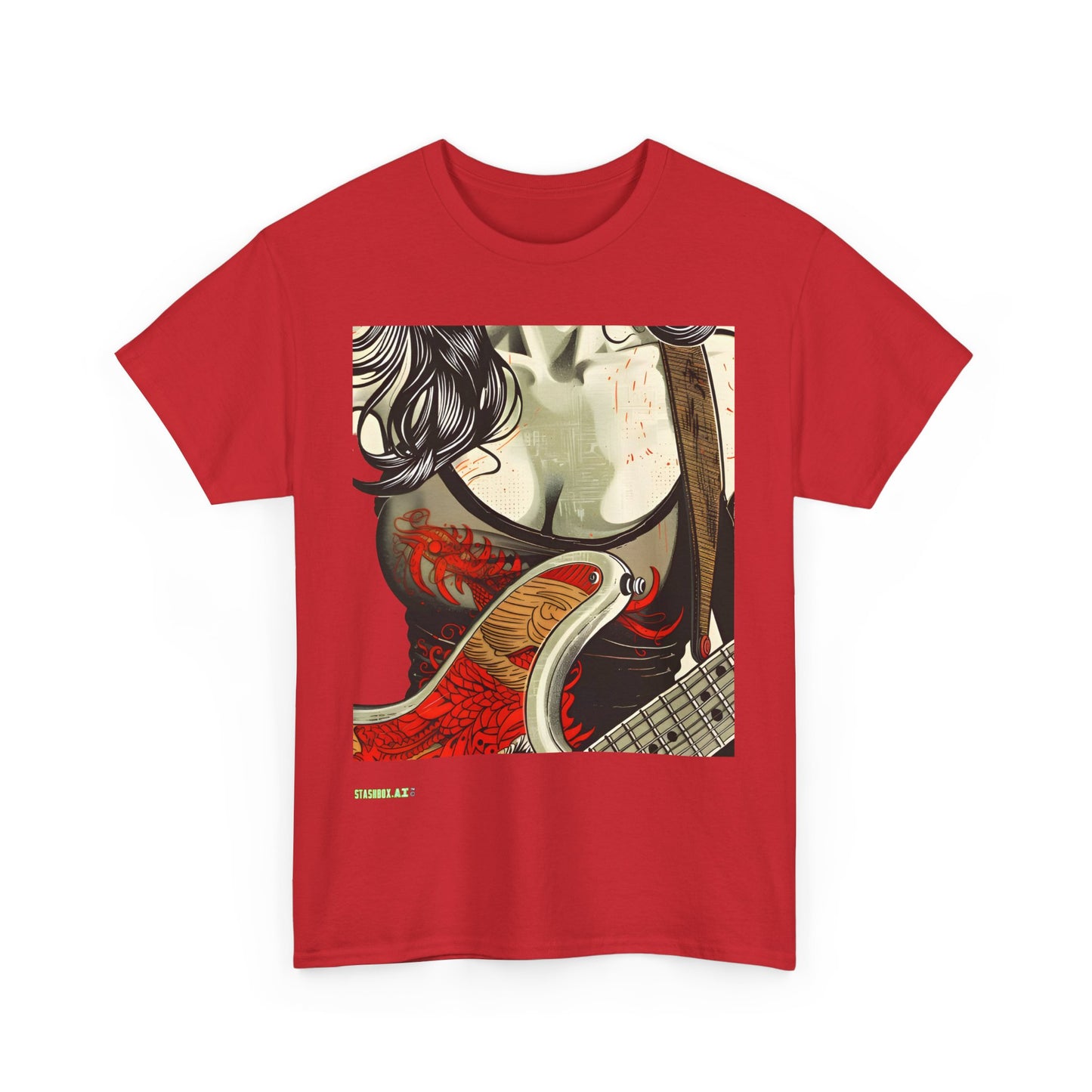 Unisex Heavy Cotton T-Shirt  Girl Guitarist Rocking 012