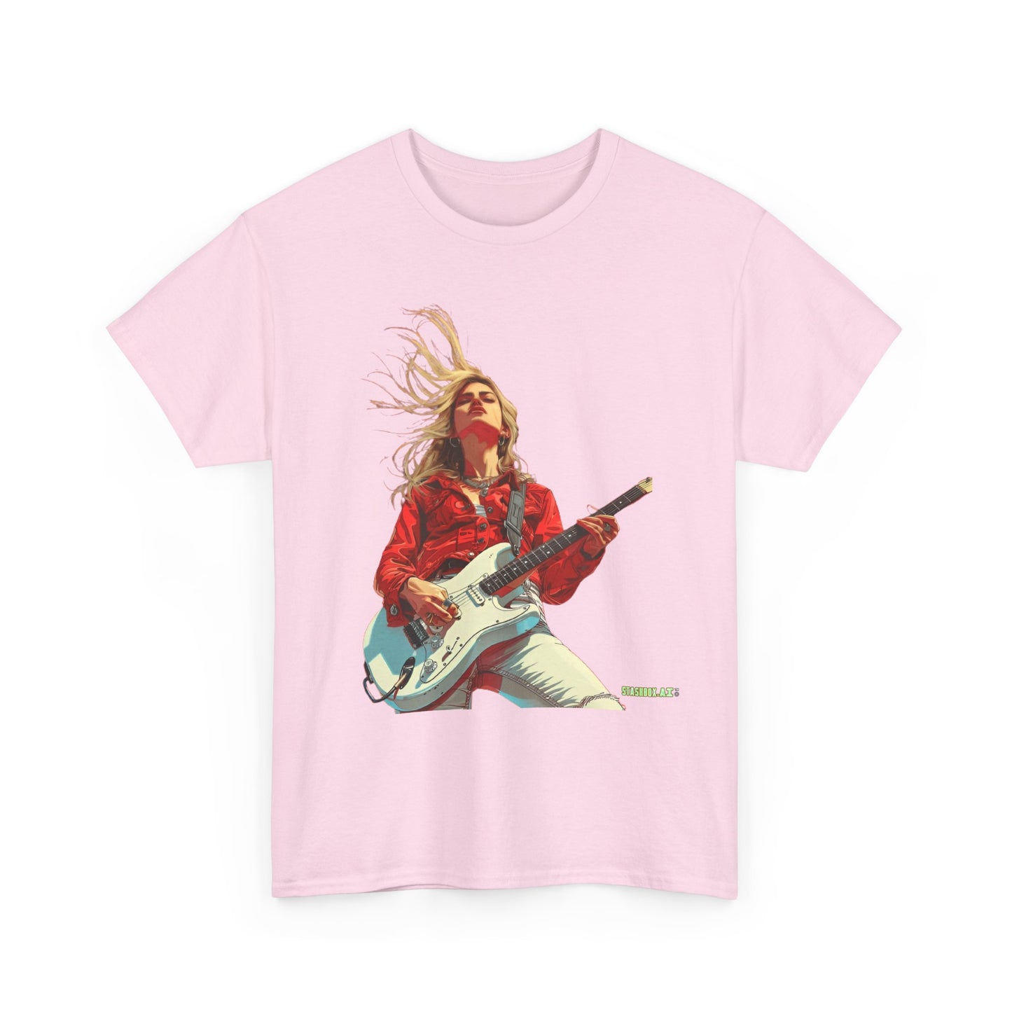 Unisex Heavy Cotton T-Shirt  Girl Guitarist Rocking 005