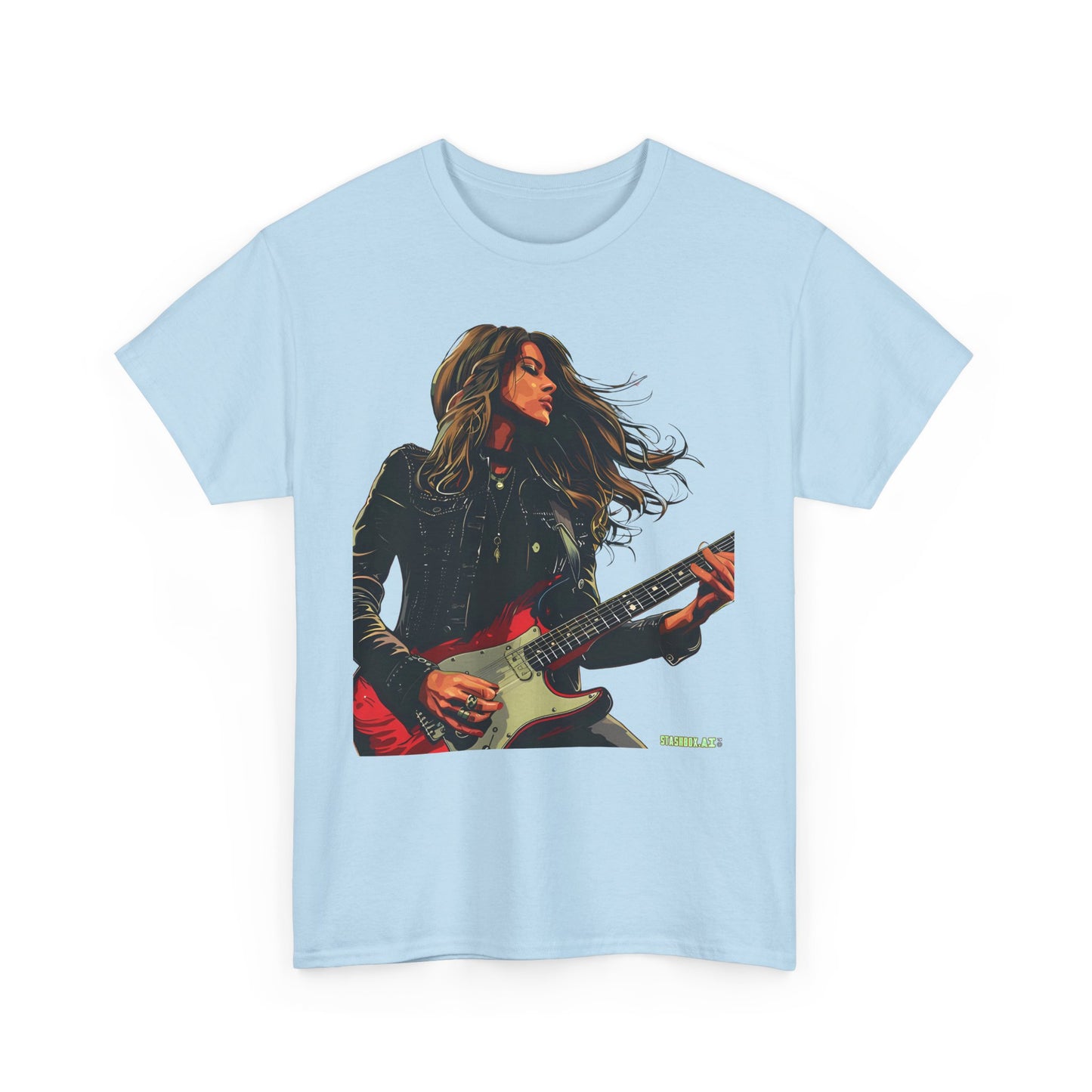 Unisex Heavy Cotton T-Shirt  Girl Guitarist Rocking 006