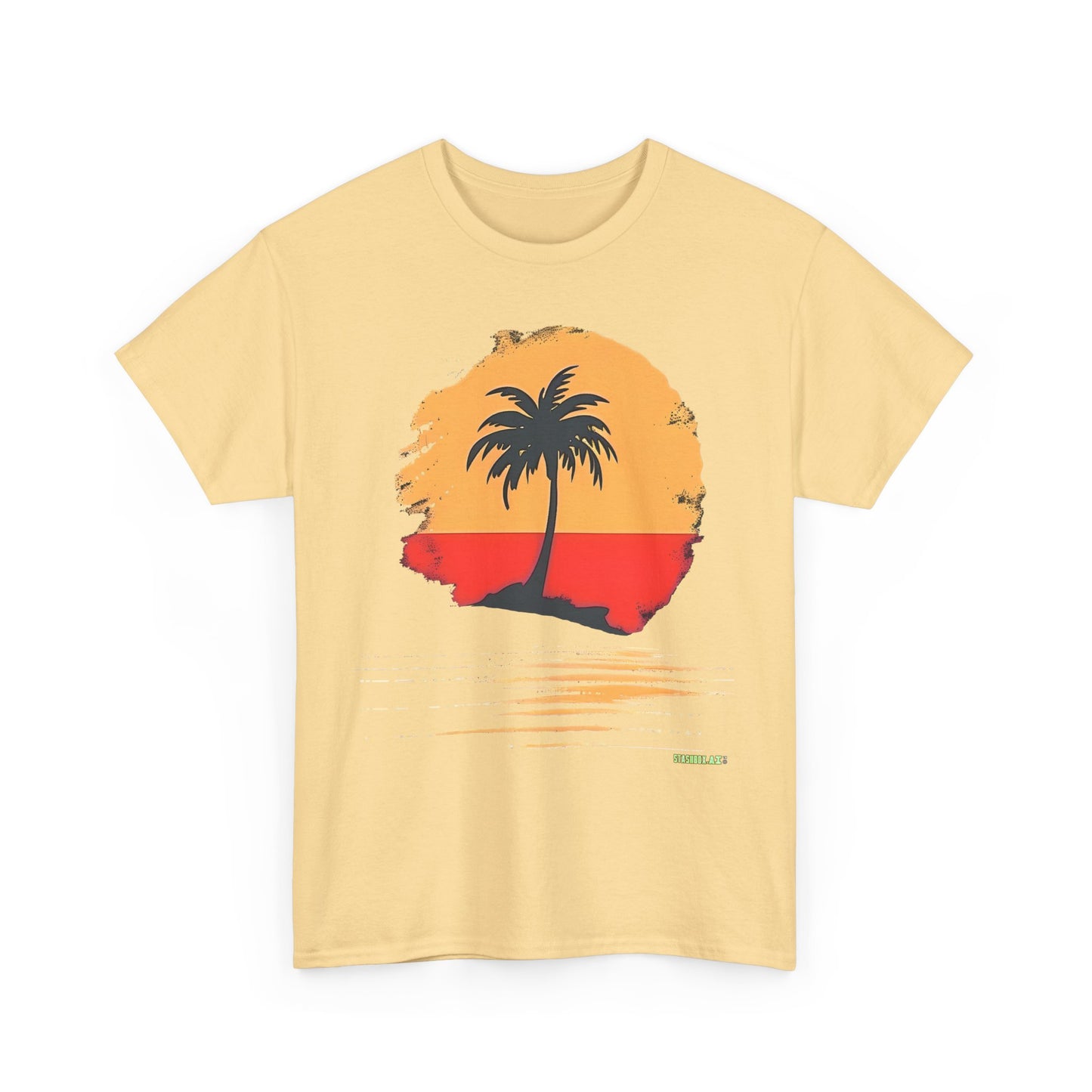 Unisex Heavy Cotton Tee Tropical Rasta Colors Minimalism 003