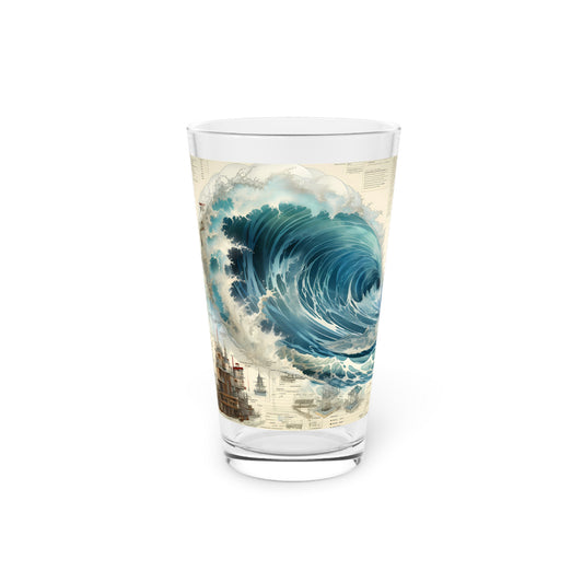 Dive into the Diagram: Schematic Chart Waves 16oz Pint Glass - Waves Design #008. Exclusively at Stashbox.ai, where art meets science.