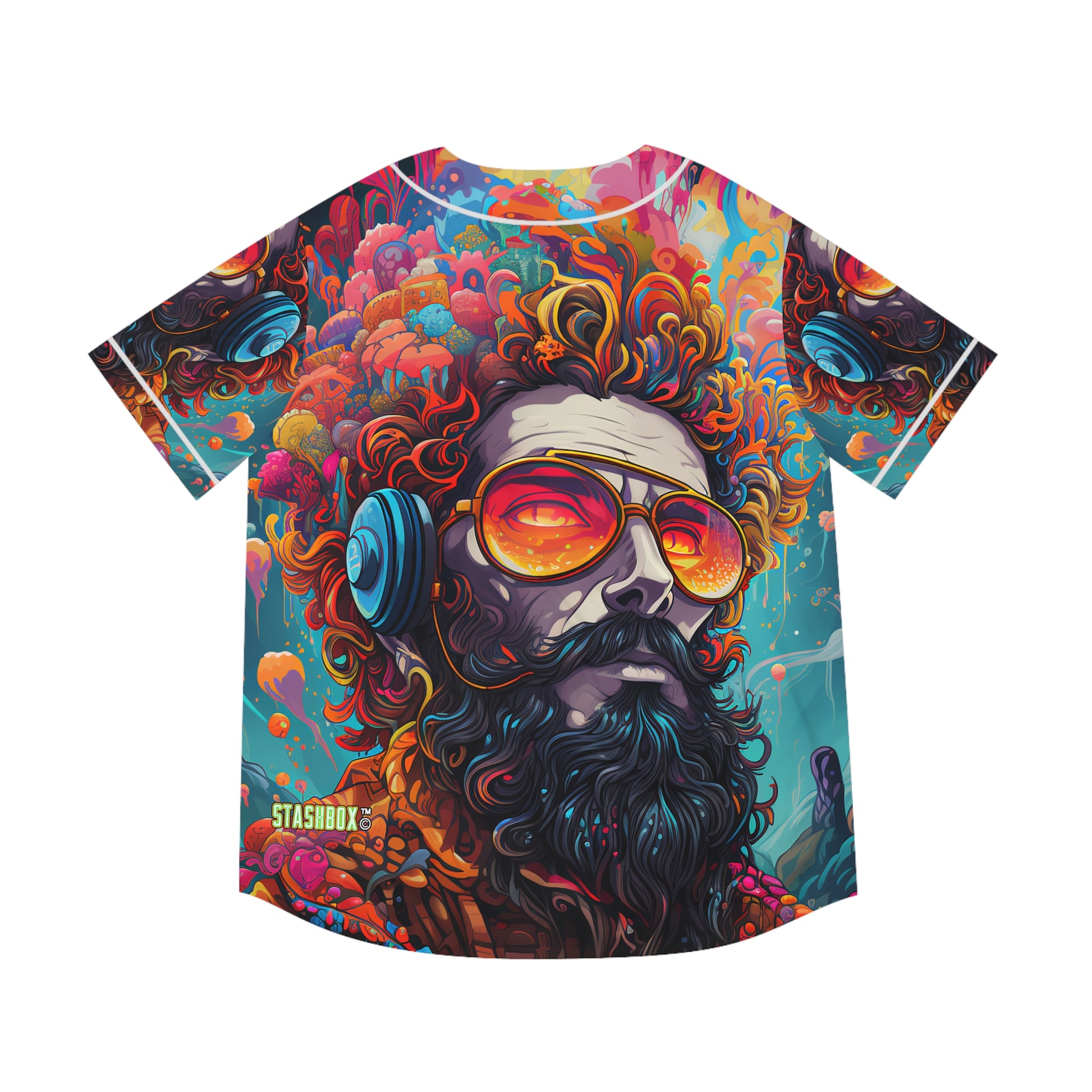 Immerse yourself in a spectrum of colors with our Design #003 Men's Psychedelic Baseball Jersey (AOP). Your clothing, your passage to psychedelic vibes, exclusively at Stashbox.ai.