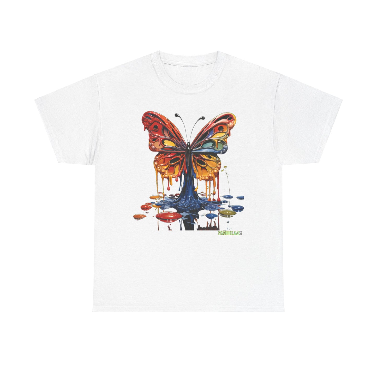 Unisex Heavy Cotton Tee Pop Surrealism Butterfly Design 008