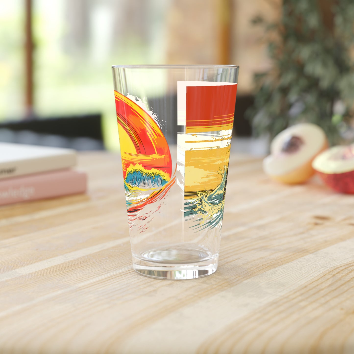 Pint Glass, 16oz - Classic Surfing Wave 2 Design in 1 - Waves 66a & 66b
