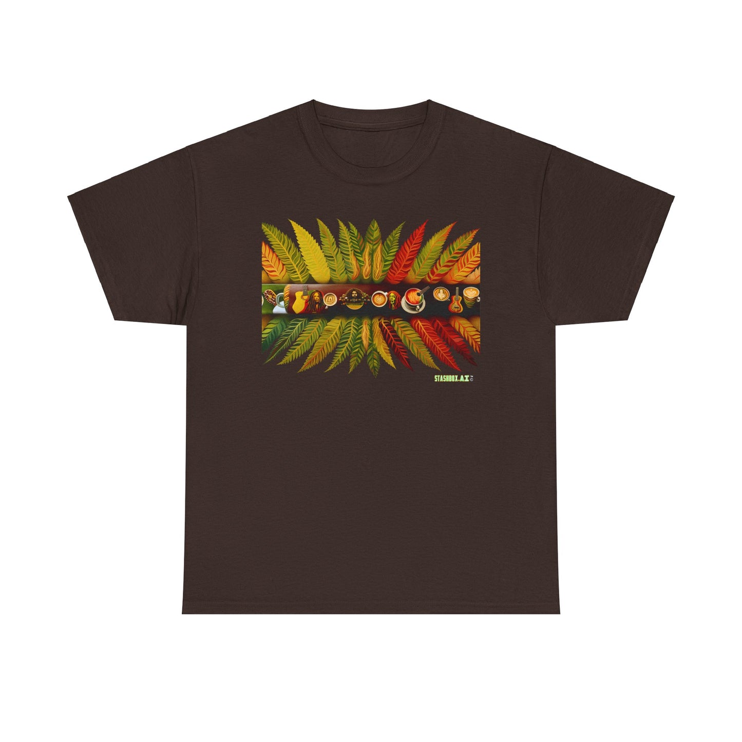 Unisex Adult Size Heavy Cotton Tshirt Reggae.Land Latte Art 001