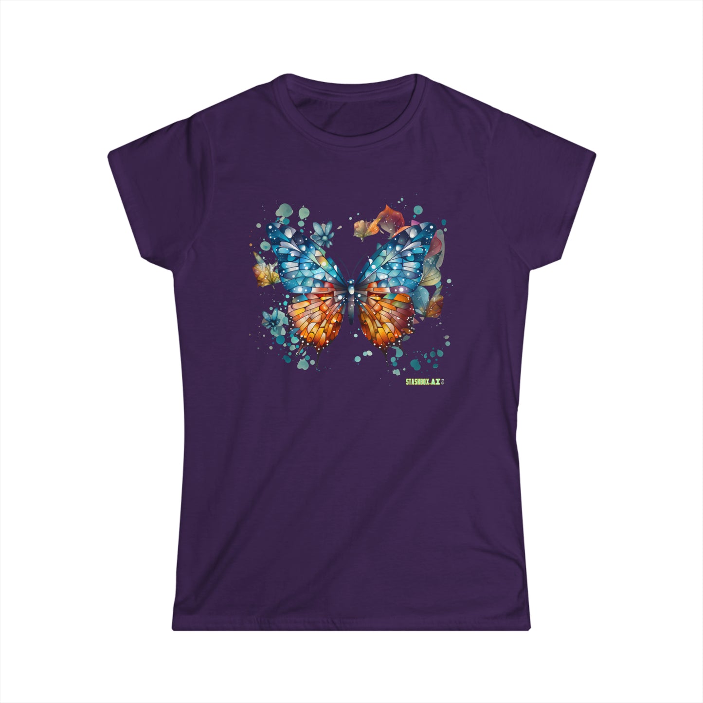 Women's Softstyle Tee - Colorful Geometric Butterfly 004