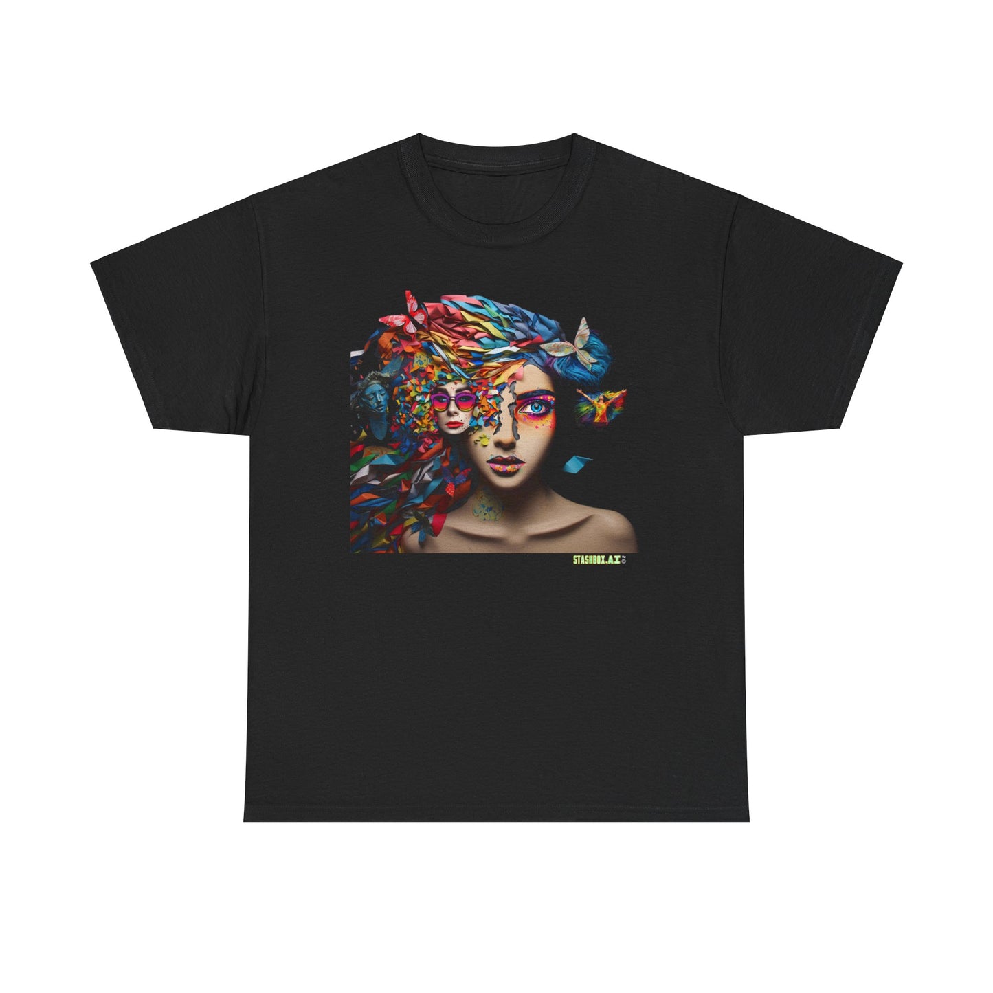 Unisex Heavy Cotton T-Shirt Rainbow Drawn Beautiful Woman 008