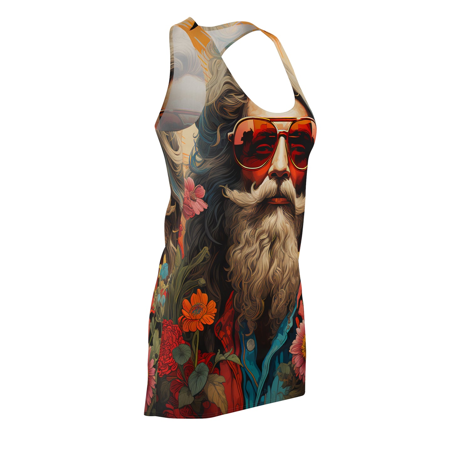 Women's Cut & Sew Racerback Dress (AOP) Serious Hippy Headshot - Psychedelic #002