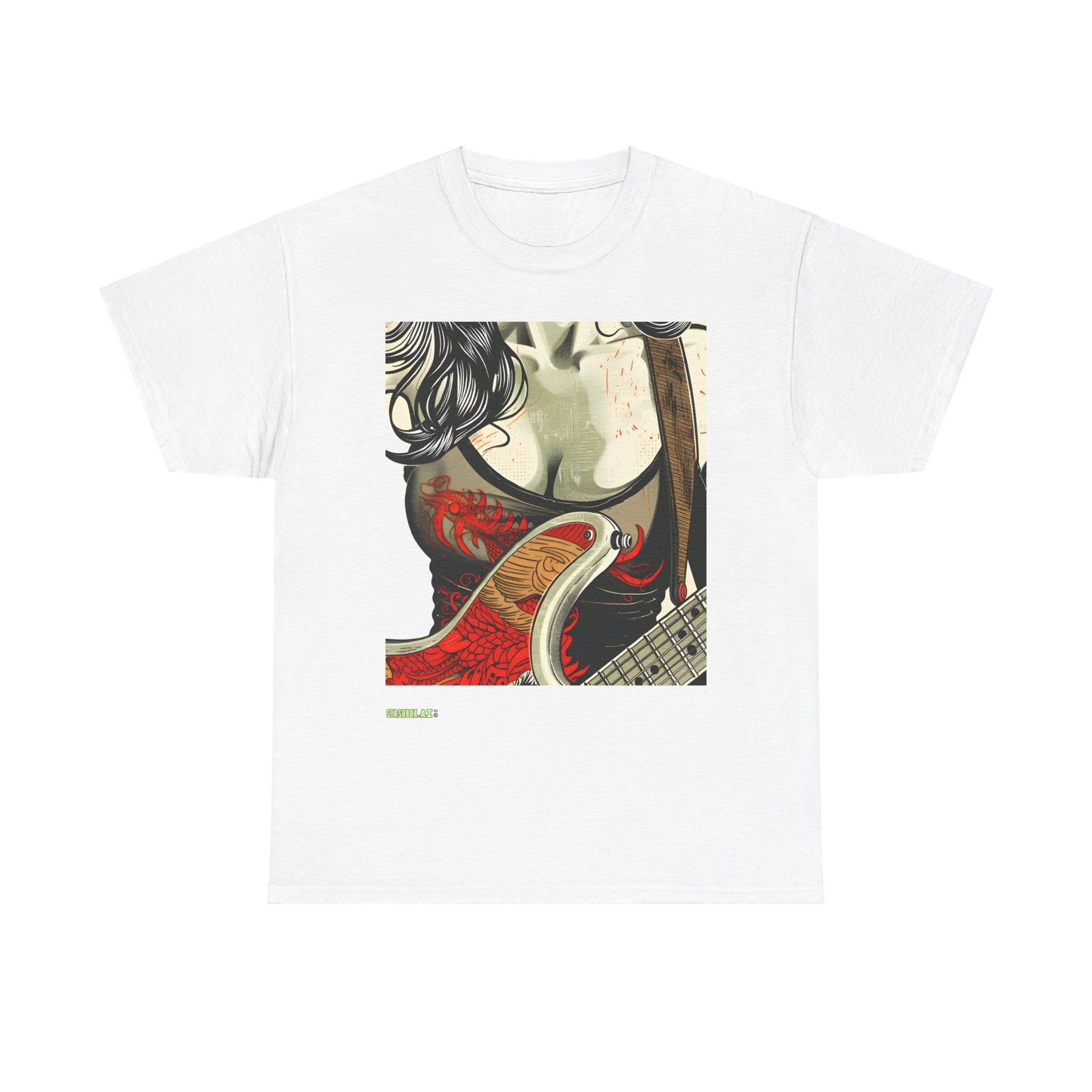 Unisex Heavy Cotton T-Shirt  Girl Guitarist Rocking 012