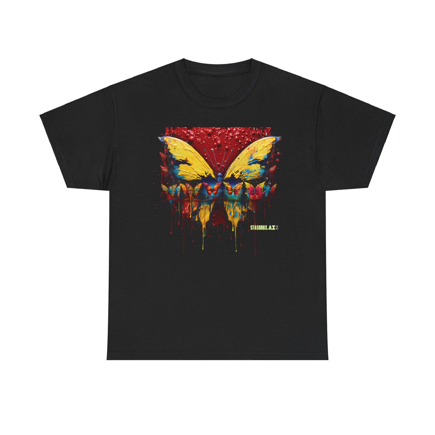 Unisex Heavy Cotton Tee Pop Surrealism Butterfly Design 010