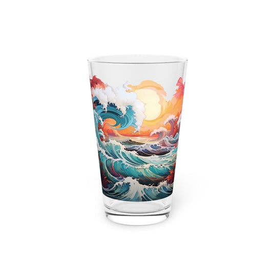 Embrace the elegance of Japan with our Japanese Art Style Waves Pint Glass, Design #013. Your beverage, your artistry, exclusively at Stashbox.ai.