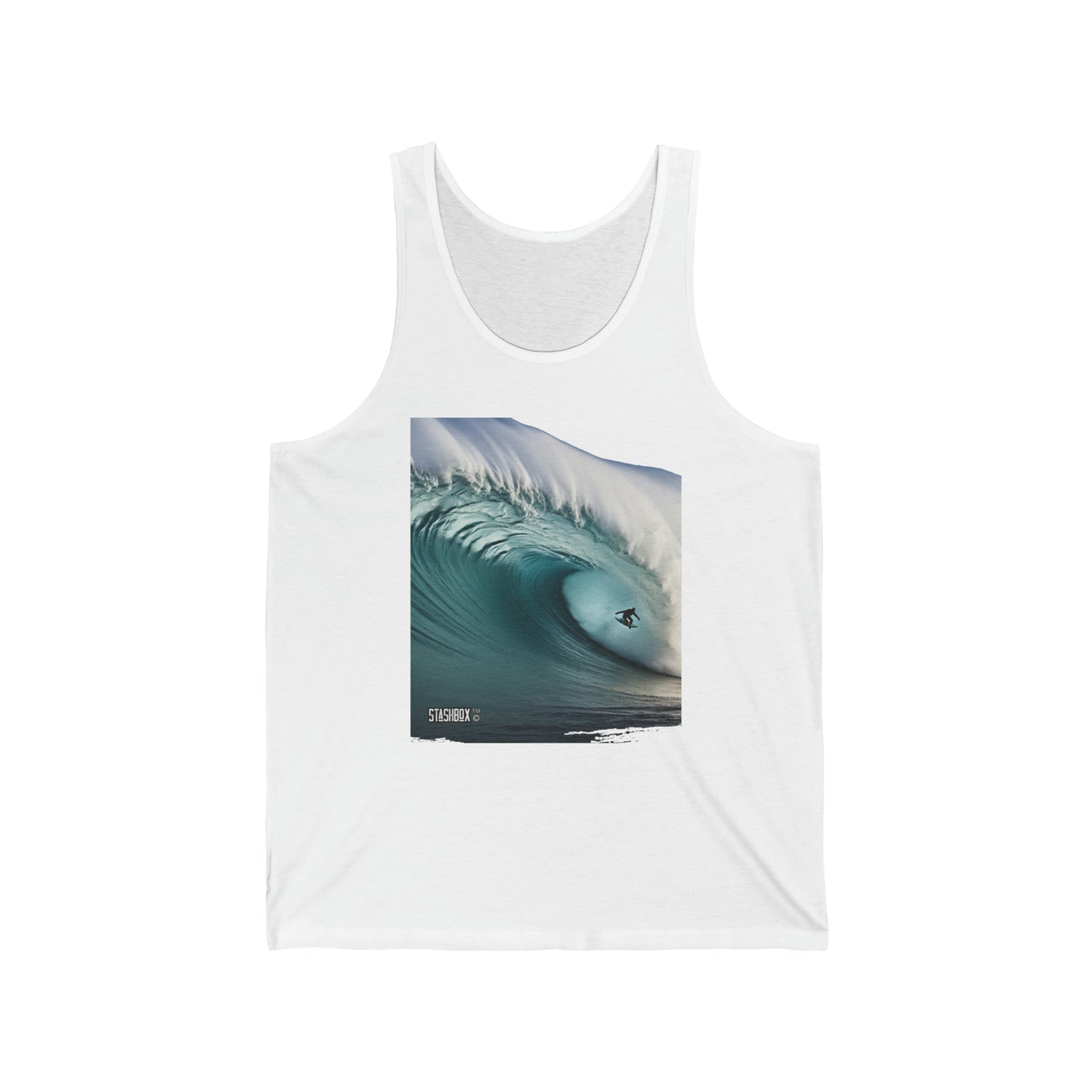 Unisex Jersey Tank Surfer, Mid-Air, 50 Foot Giant Barreling Waves 060