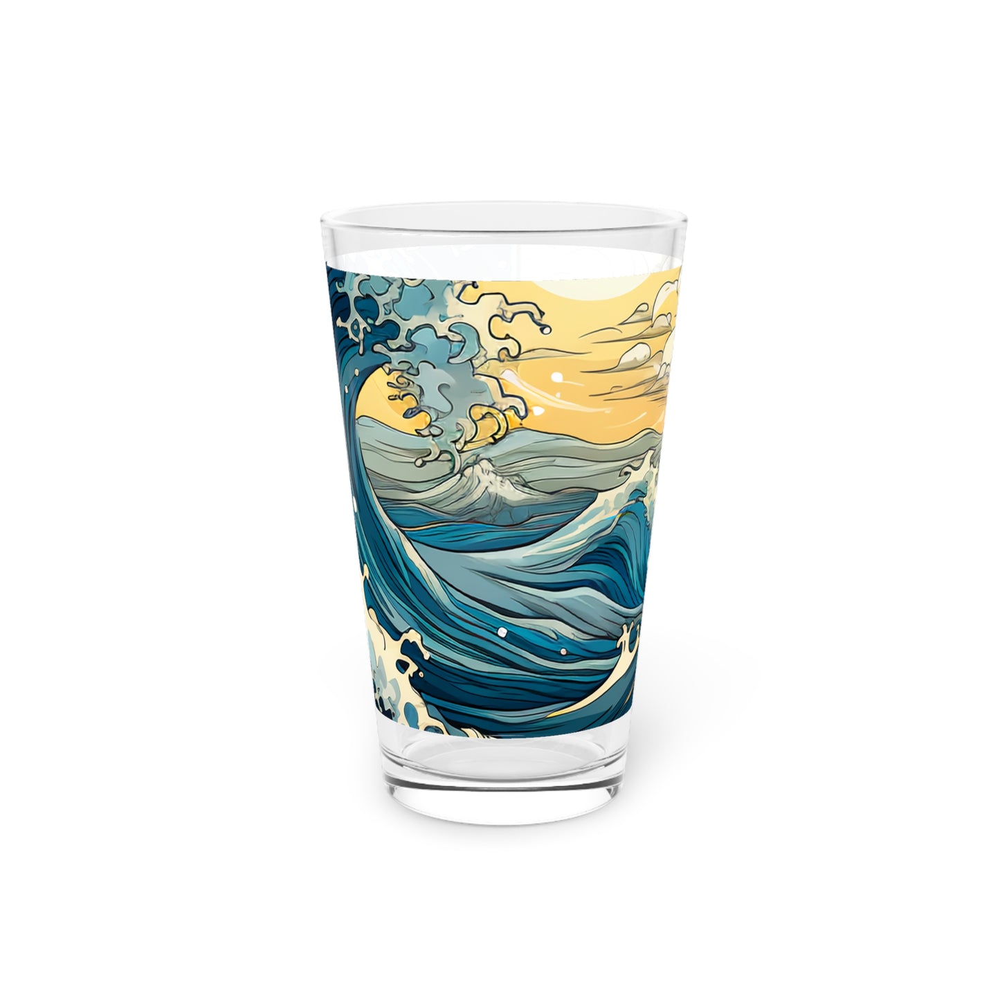 Pint Glass, 16oz Tarot Card Style Waves 031