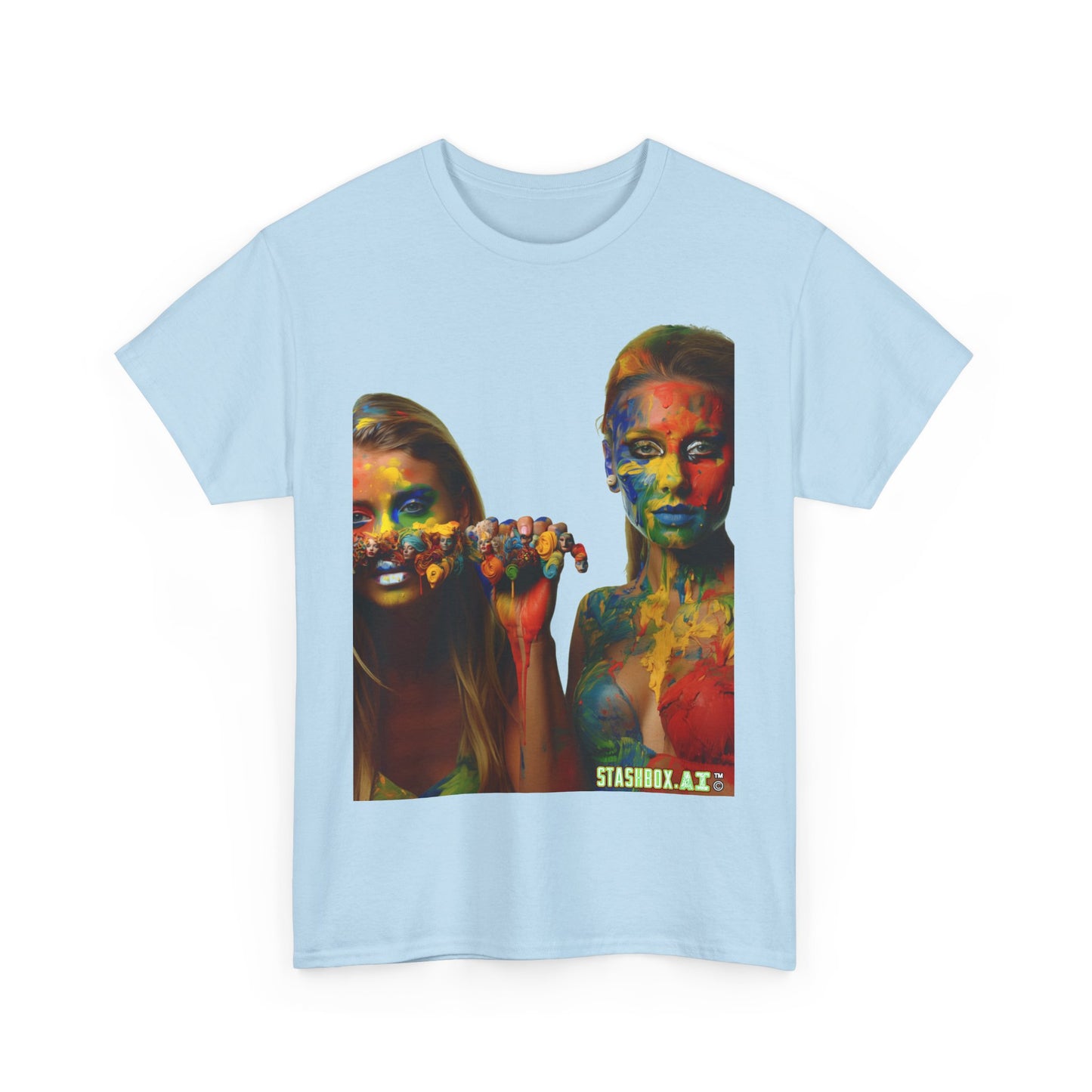 Unisex Heavy Cotton Tee Rainbow Body Painted Models 023