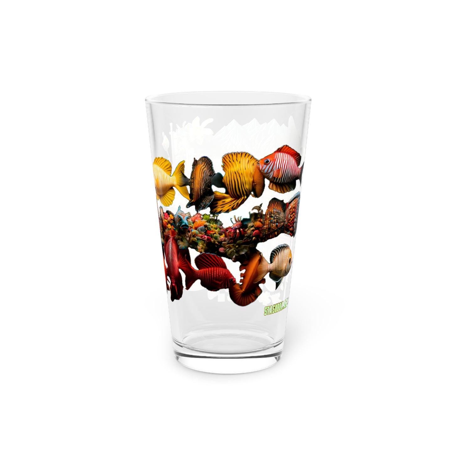 Pint Glass Tahiti Tropical Knolling Abstract Art 005