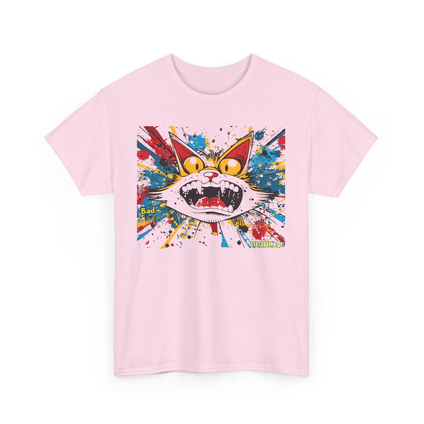 Heavy Cotton Tshirt Bad Kitty Chaos Wild Anime Crazy Cat Towel – Vibrant Graffiti 001