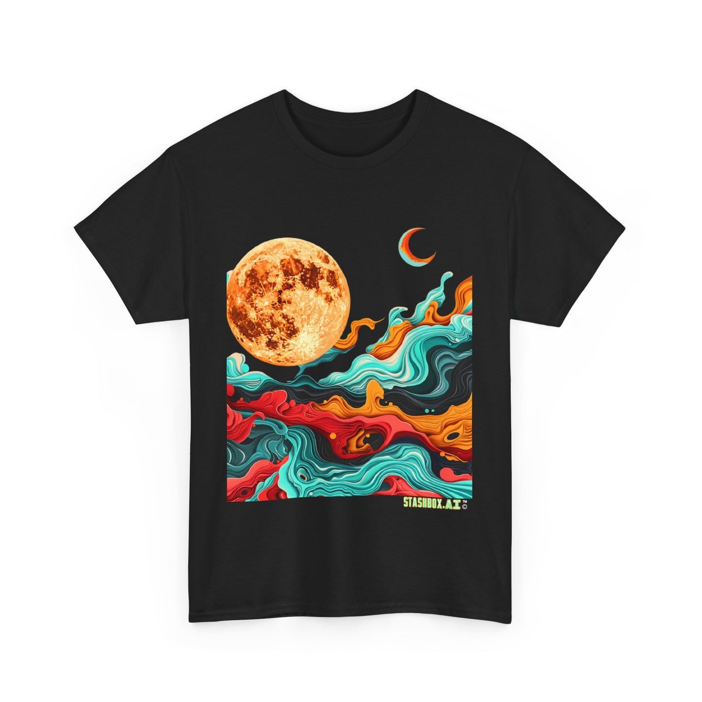 Heavy Cotton Tshirt Psychedelic Moon T-Shirt 001