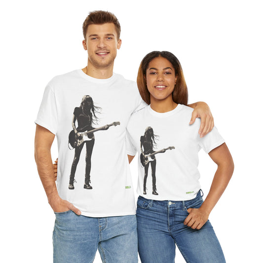 Unisex Heavy Cotton T-Shirt  Girl Guitarist Rocking 007