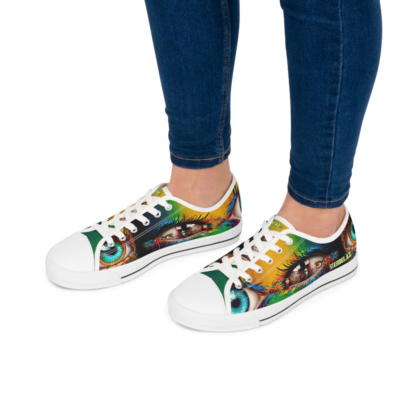 Vibrant Eyes Psychedelic Women's Sneakers - Stashbox Exclusive Design - #ColorfulFootwear #StylishSneakers #PsychedelicFashion
