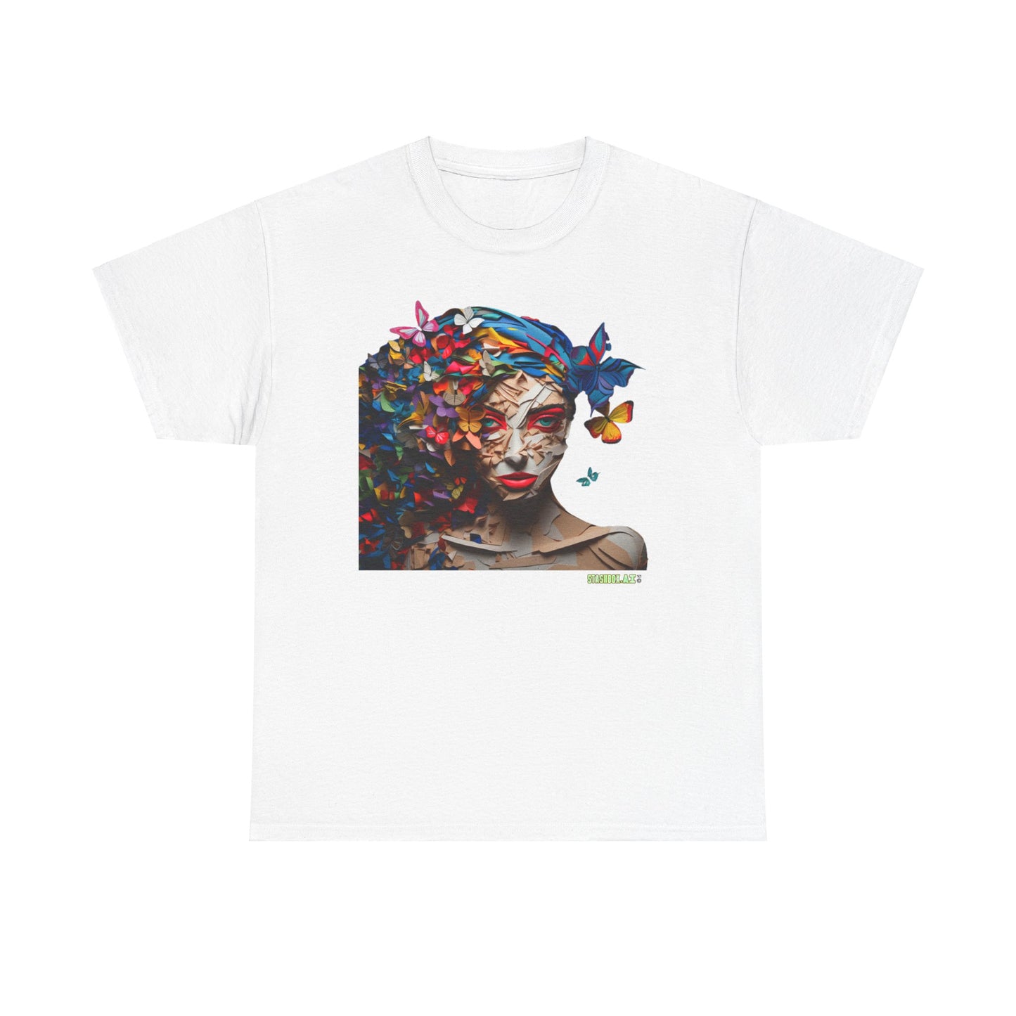 Unisex Heavy Cotton T-Shirt Beautiful Woman Rainbow Ink Drawn Maranao Style 004