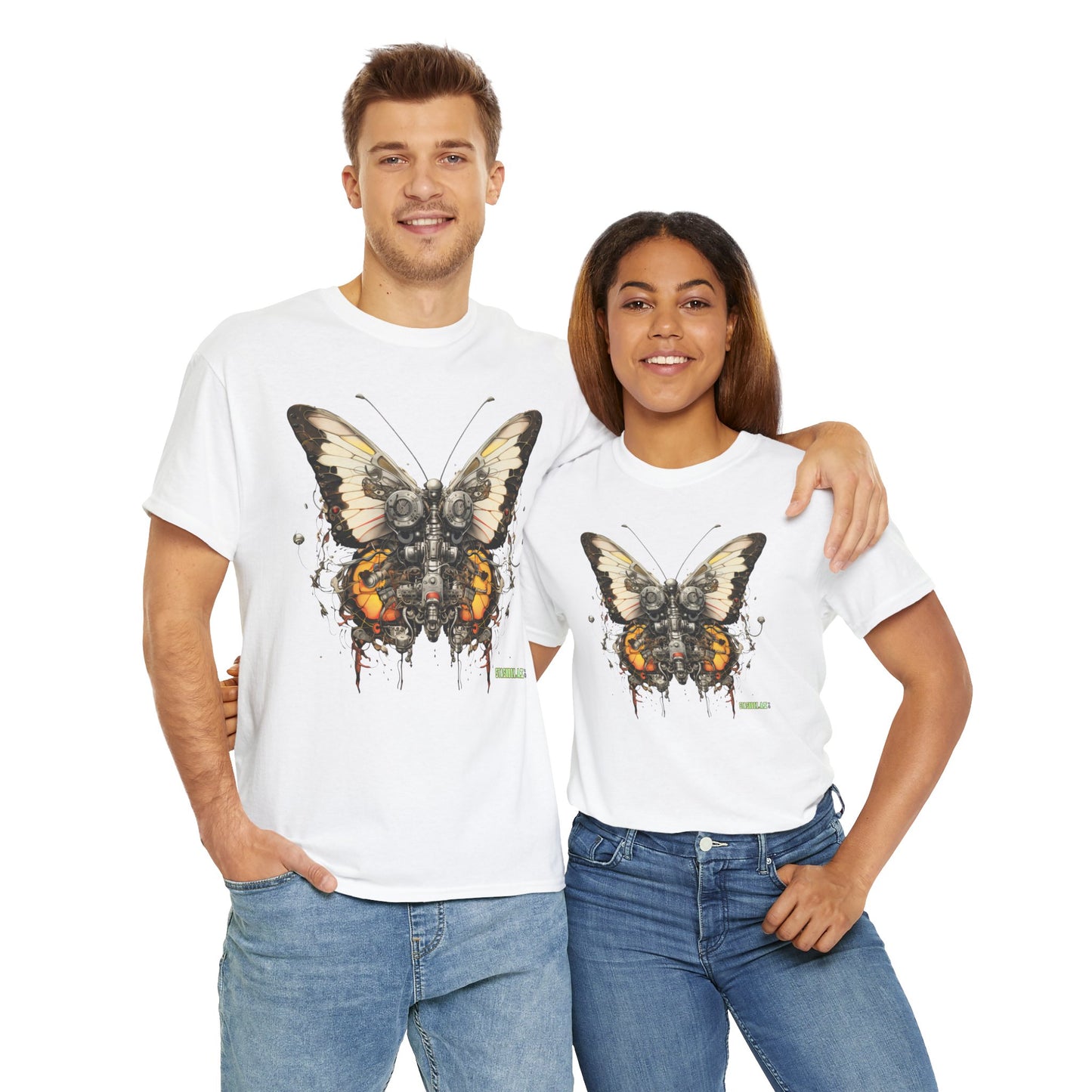 Unisex Heavy Cotton Abstract Butterfly Bio Punk T-Shirt 002
