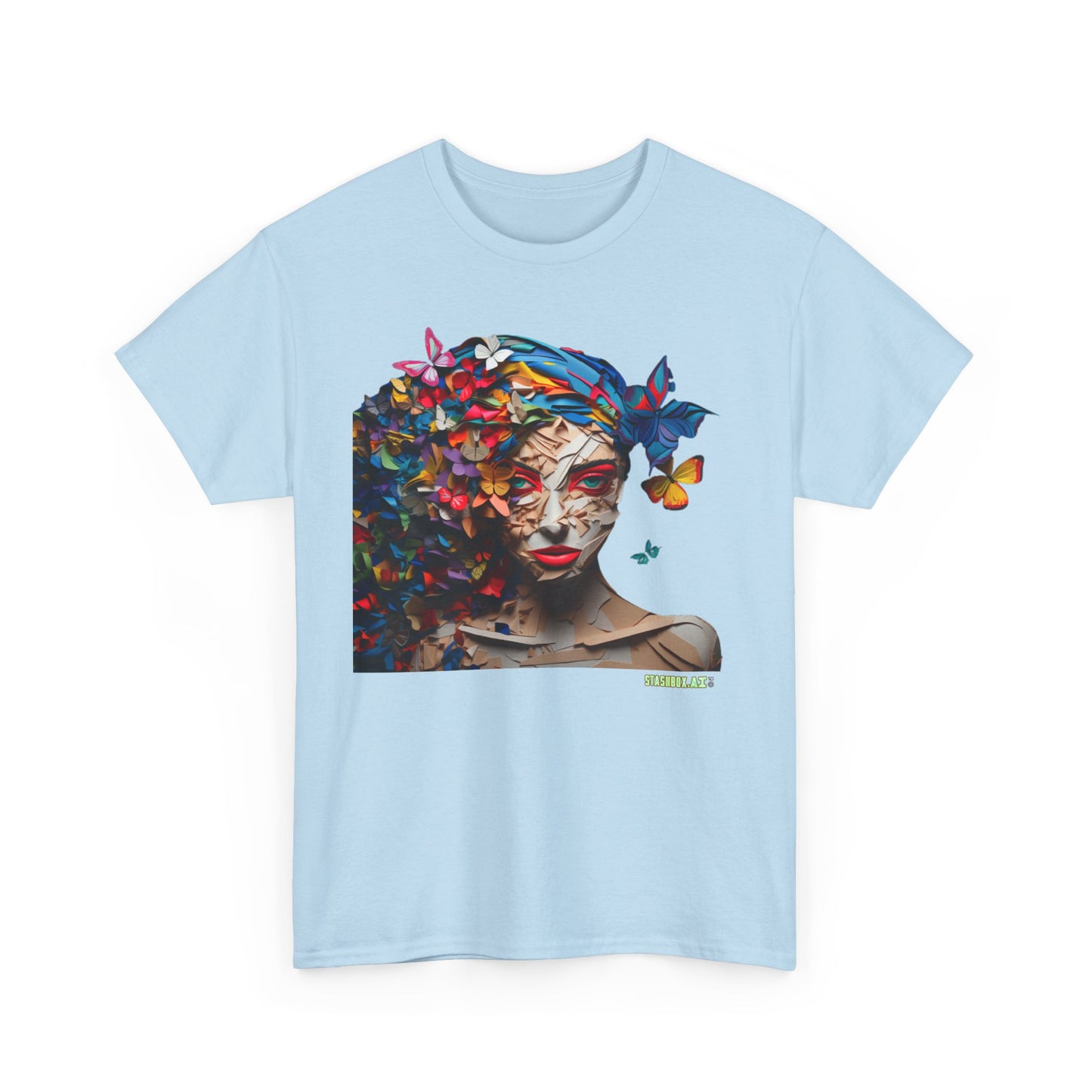 Unisex Heavy Cotton T-Shirt Beautiful Woman Rainbow Ink Drawn Maranao Style 004