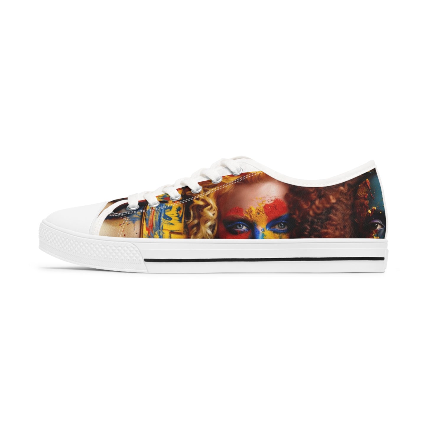 Vibrant Colors Women's Face Custom Women's Low Top Sneakers - Stashbox Psychedelic Design #007