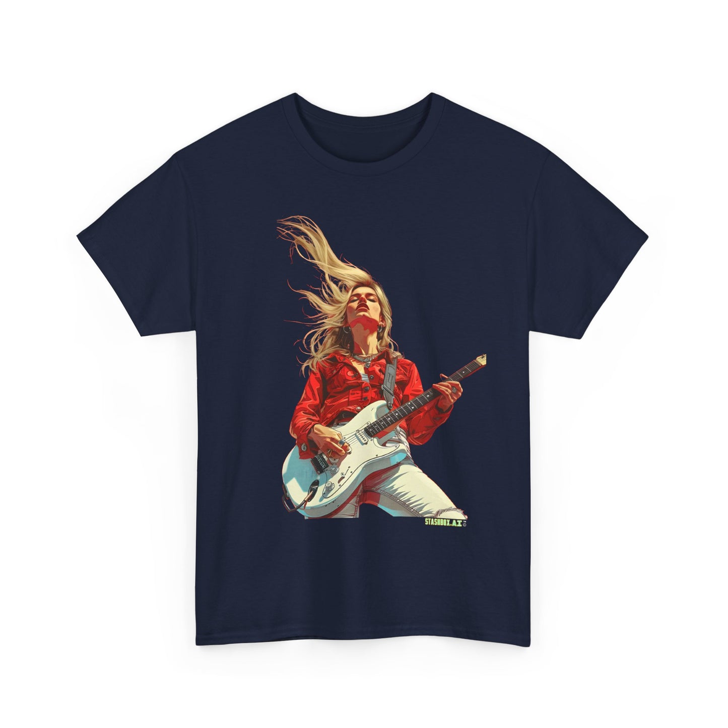 Unisex Heavy Cotton T-Shirt  Girl Guitarist Rocking 015