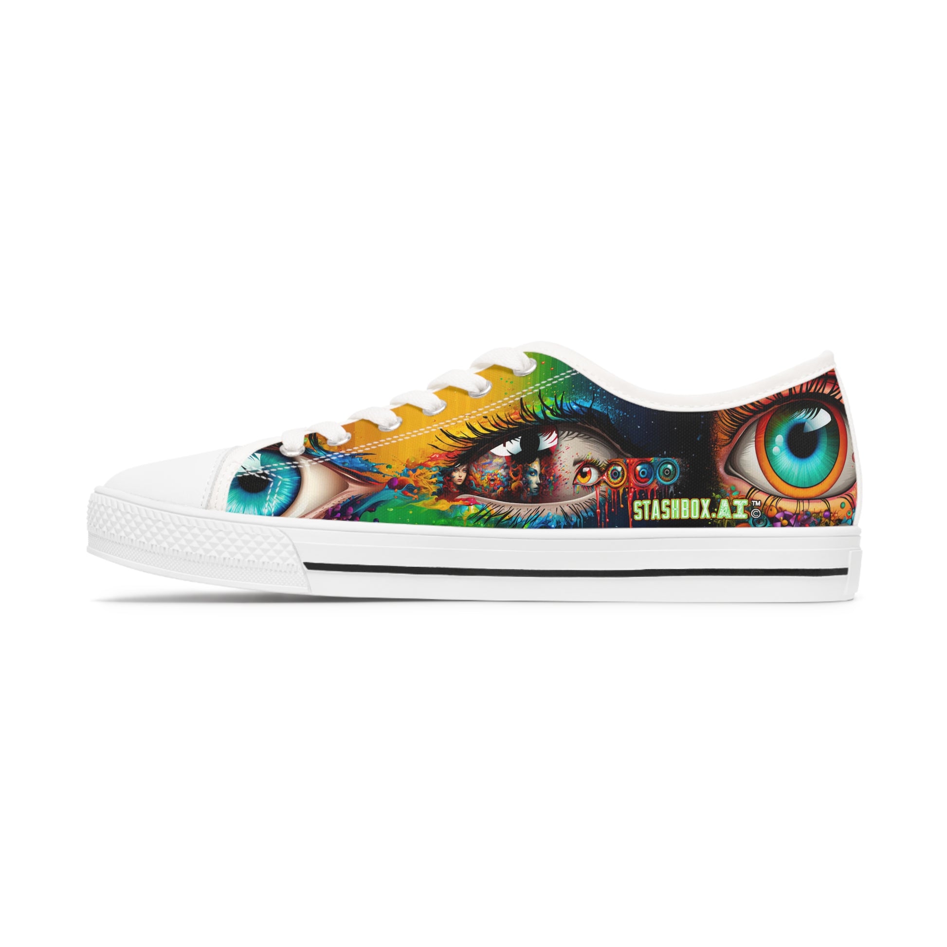 Unique Low Top Sneakers - Stashbox Psychedelic Design - #EyeCatchyShoes #FunkyFootwear #StashboxCreations