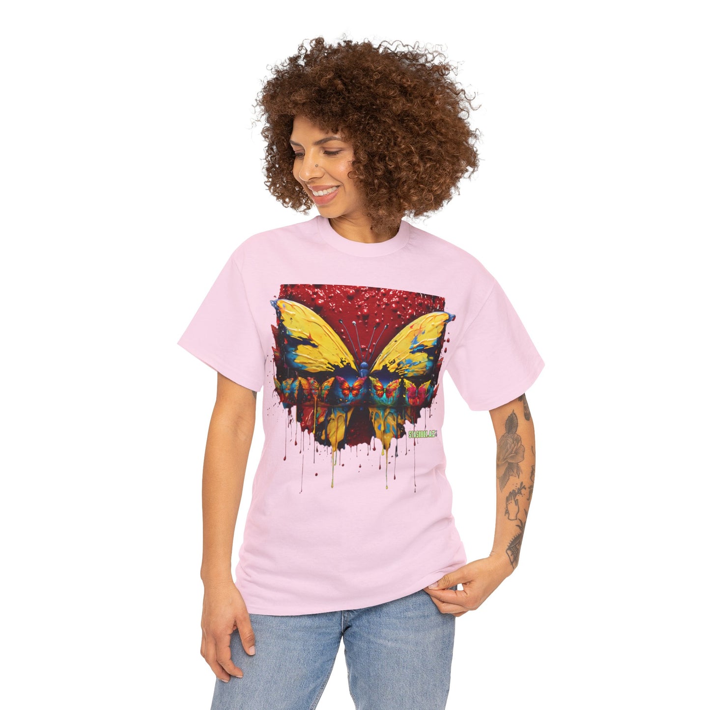 Unisex Heavy Cotton Tee Pop Surrealism Butterfly Design 010