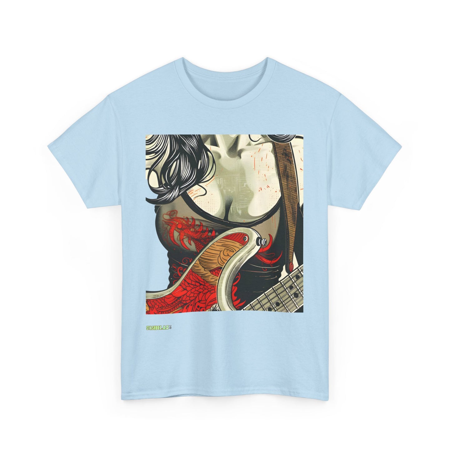 Unisex Heavy Cotton T-Shirt  Girl Guitarist Rocking 012