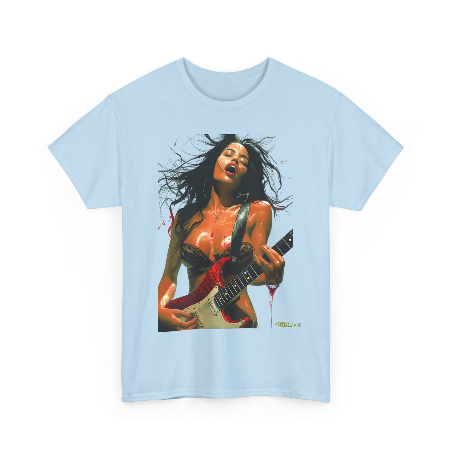 Unisex Heavy Cotton T-Shirt  Girl Guitarist Rocking 014