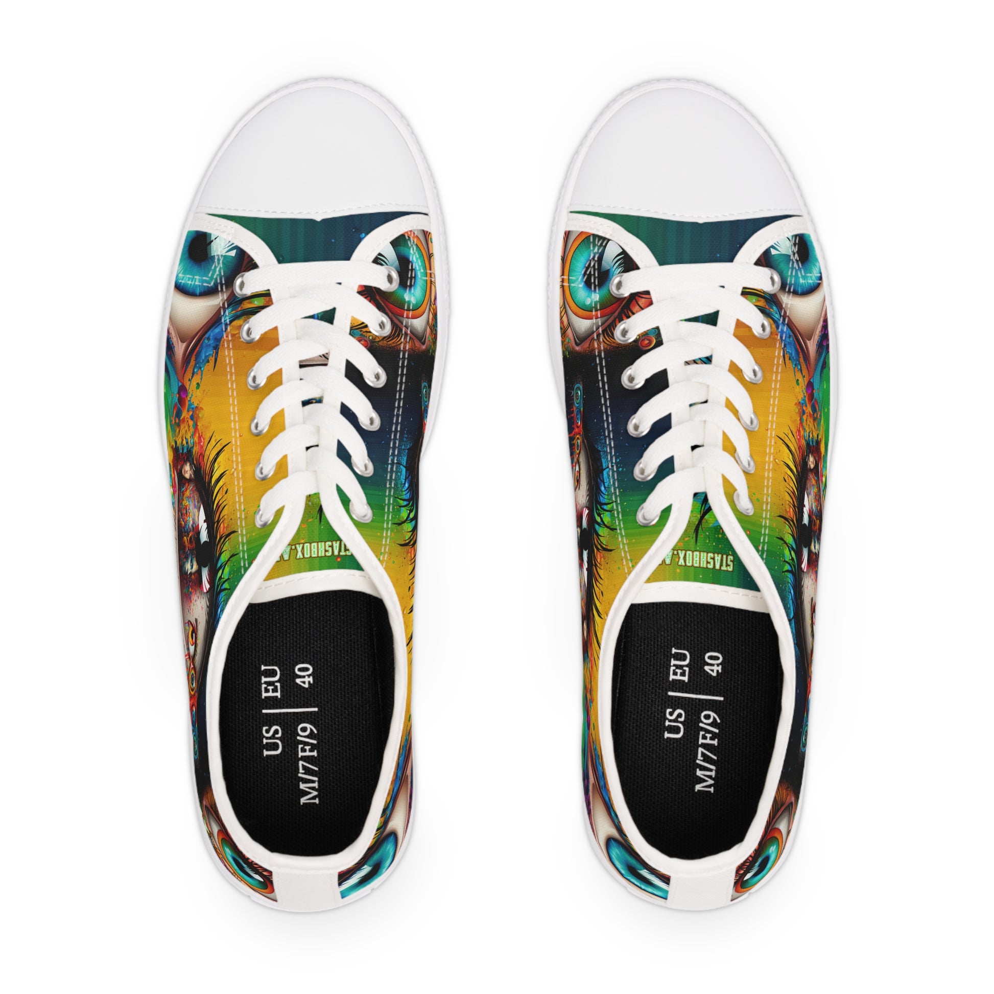 Stashbox Psychedelic Women's Shoes - Vibrant Eyes Design - #FashionStatement #BoldColors #ArtisticSneakers