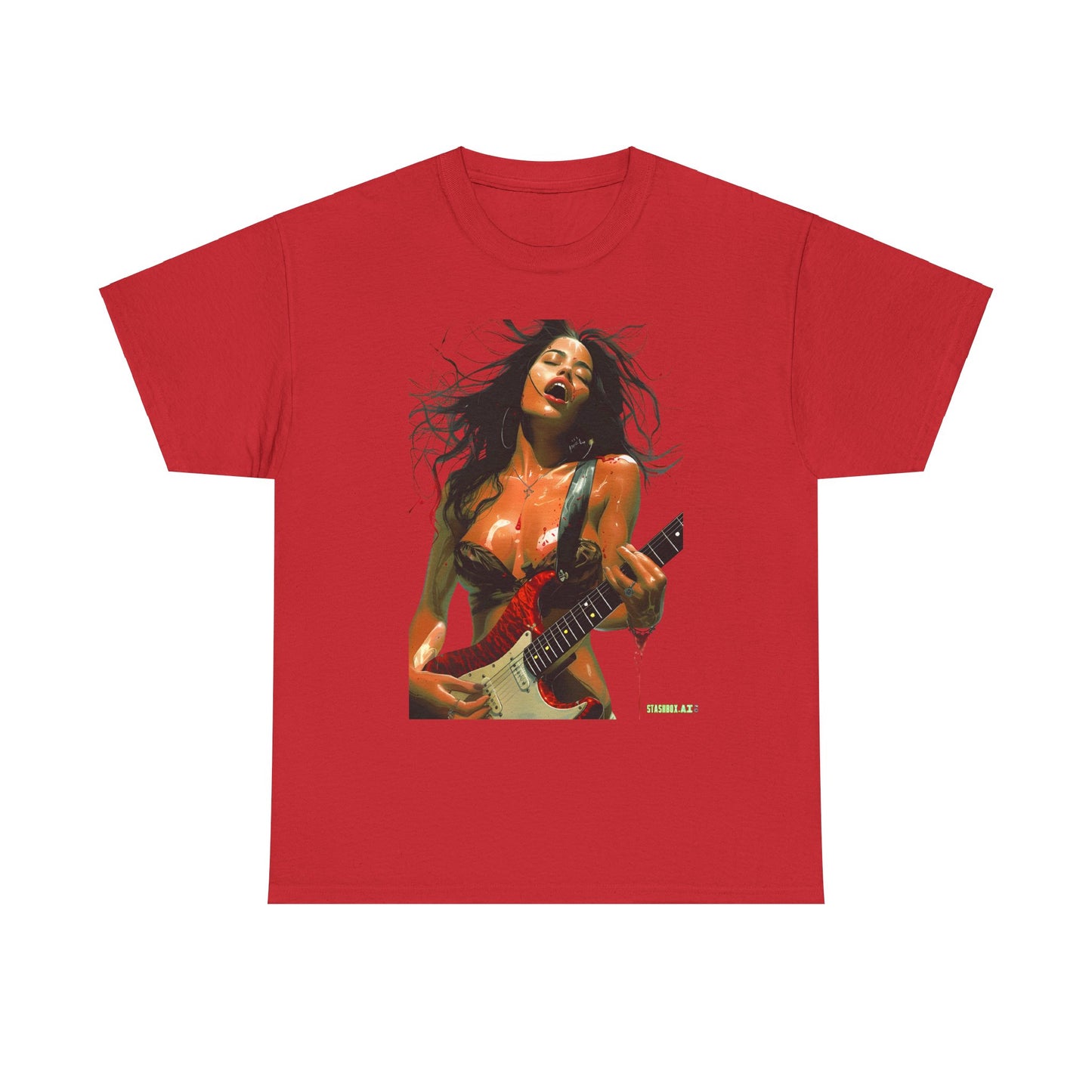 Unisex Heavy Cotton T-Shirt  Girl Guitarist Rocking 014