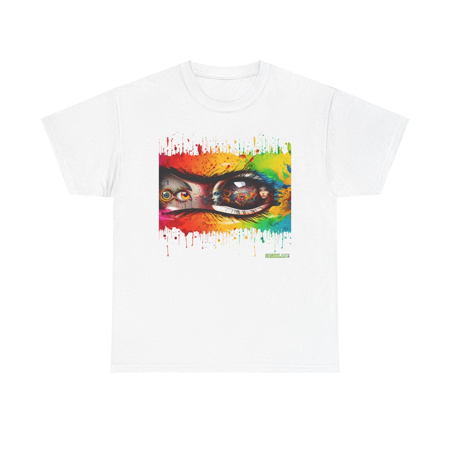 Unisex Heavy Cotton TShirt Psychedelic Eyes Design 008