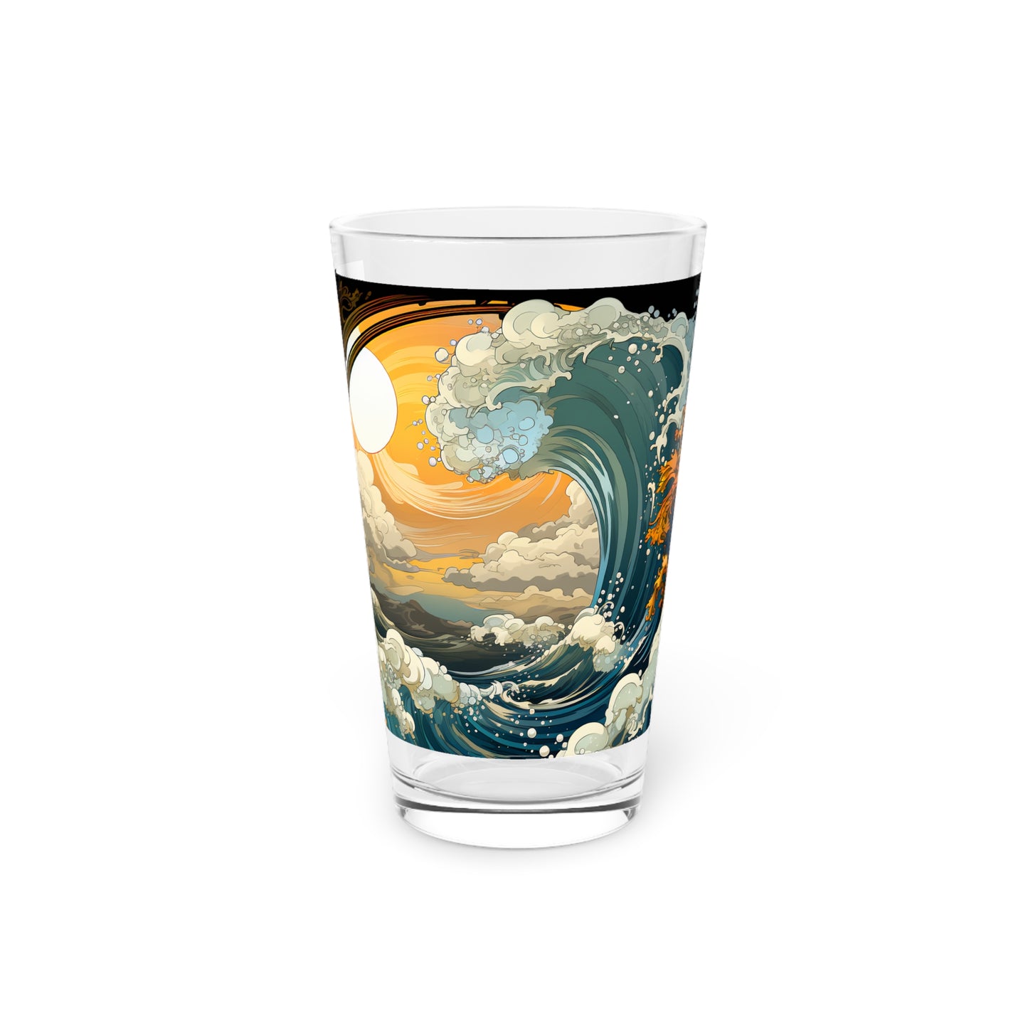 Pint Glass, 16oz Tarot Card Style Waves 032