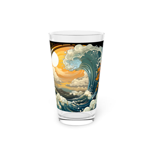 Pint Glass, 16oz Tarot Card Style Waves 032