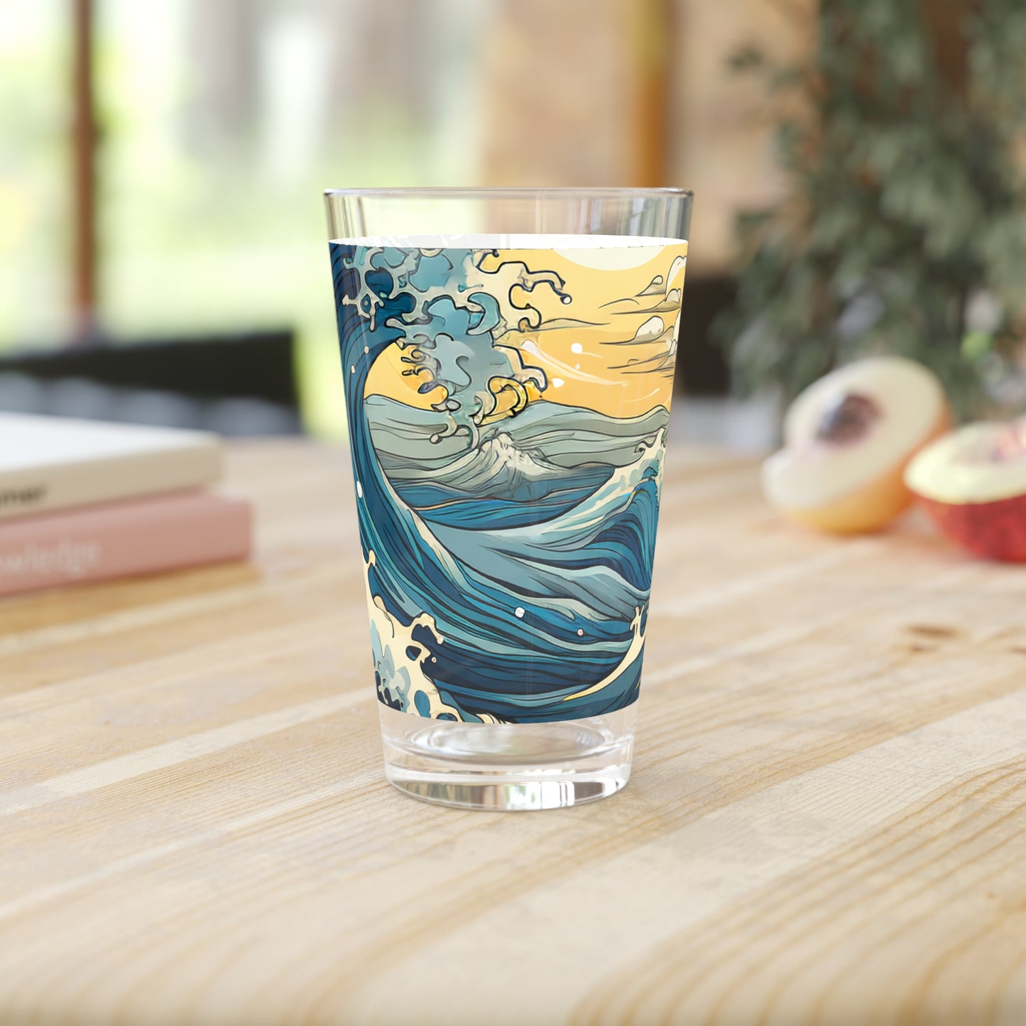 Pint Glass, 16oz Tarot Card Style Waves 031