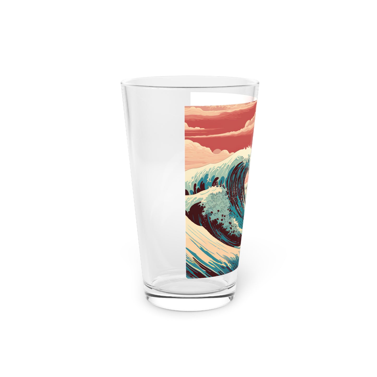 Pint Glass 16oz Artistic Waves and Sky Waves Design 012