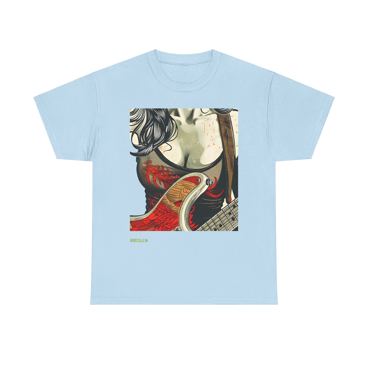 Unisex Heavy Cotton T-Shirt  Girl Guitarist Rocking 012