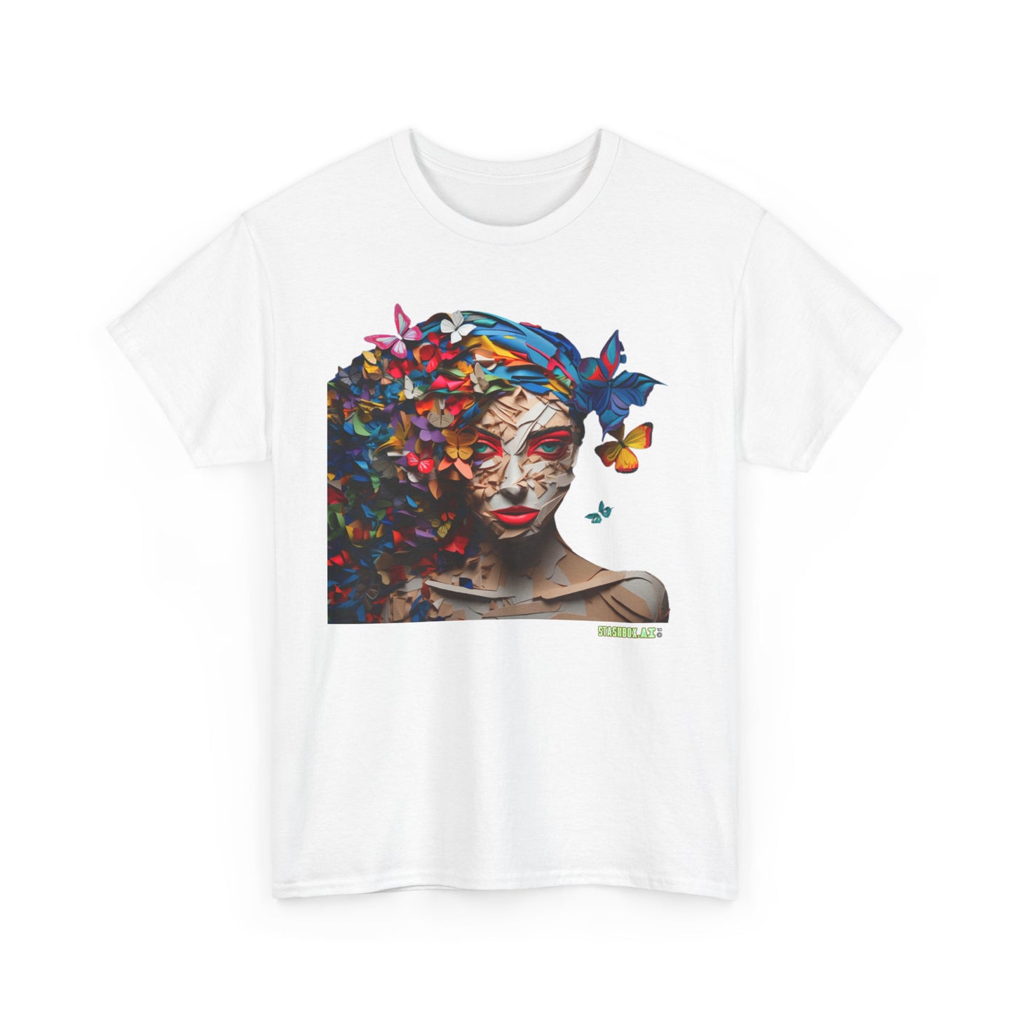 Unisex Heavy Cotton T-Shirt Beautiful Woman Rainbow Ink Drawn Maranao Style 004