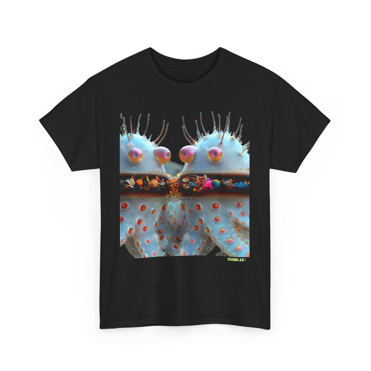 Unisex Heavy Cotton Tee Animal Turqoise Baby Alien Octopus Psychedelic 002