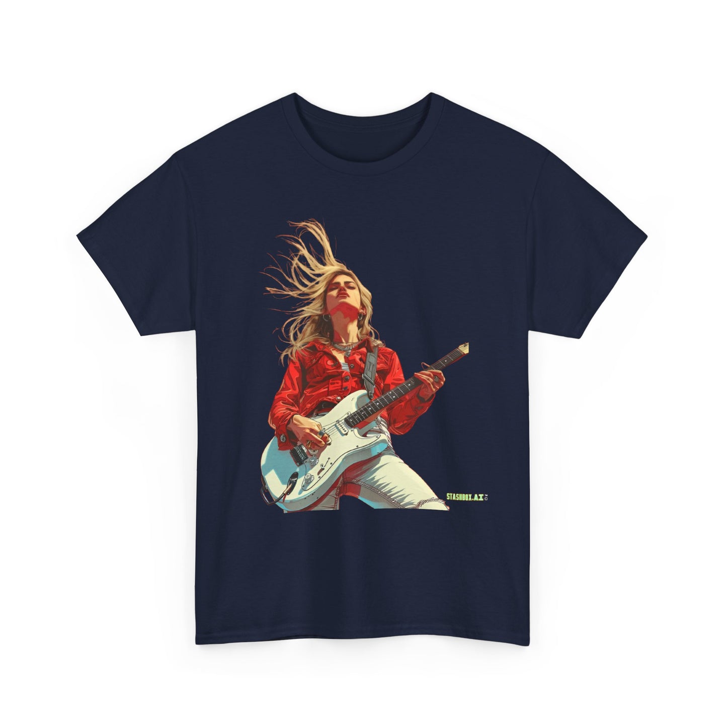 Unisex Heavy Cotton T-Shirt  Girl Guitarist Rocking 005