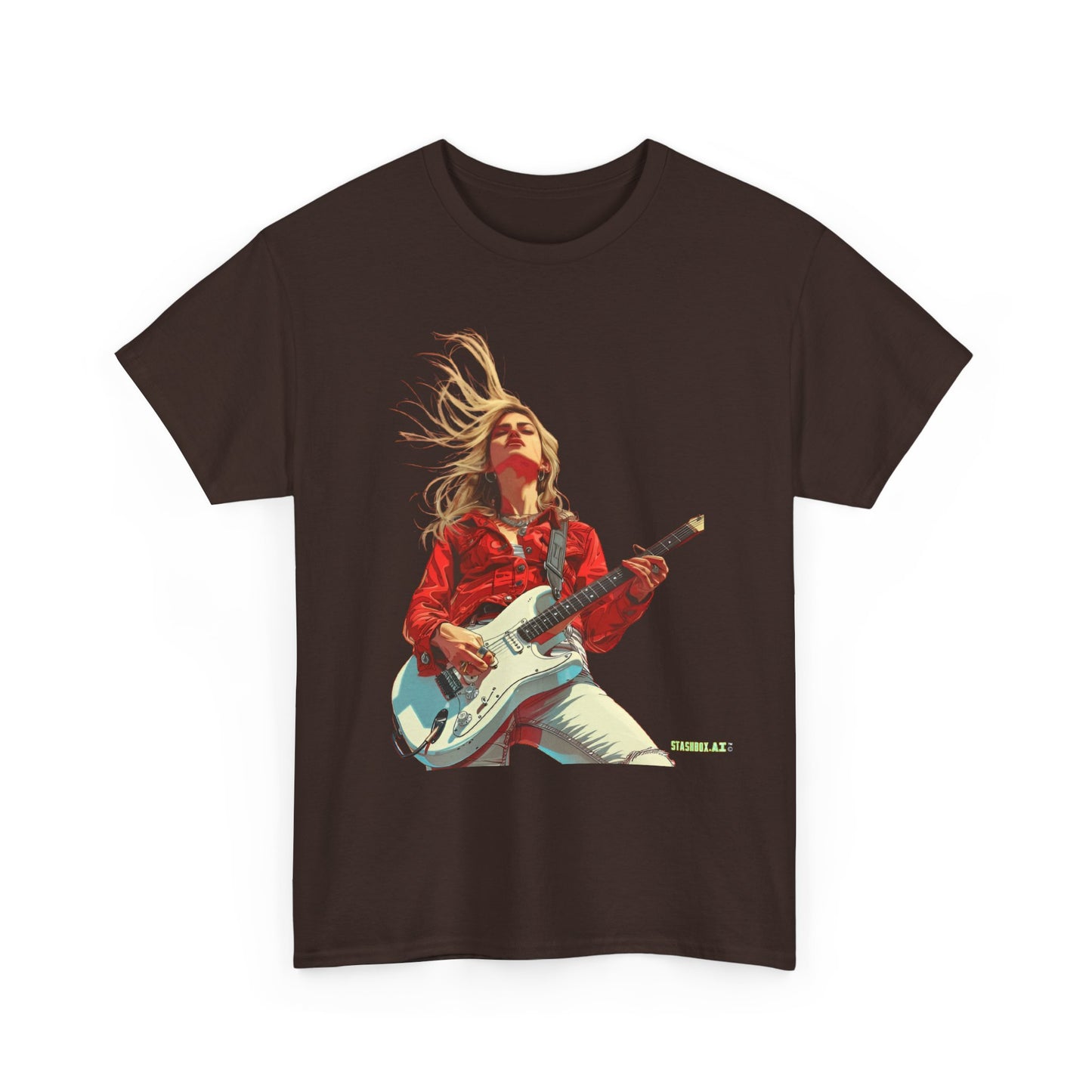 Unisex Heavy Cotton T-Shirt  Girl Guitarist Rocking 005